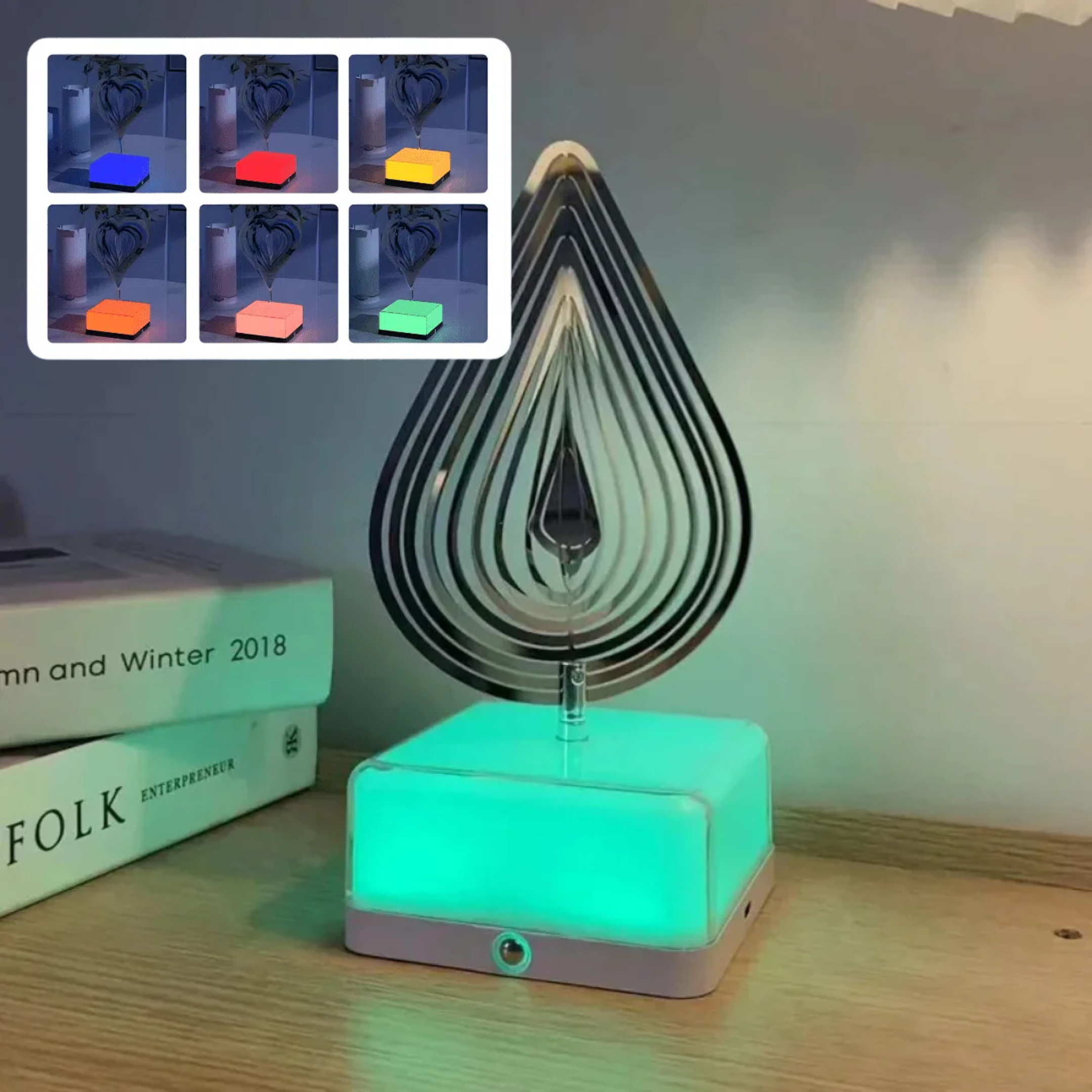 3D Rotating Night Light Table Art Decoration