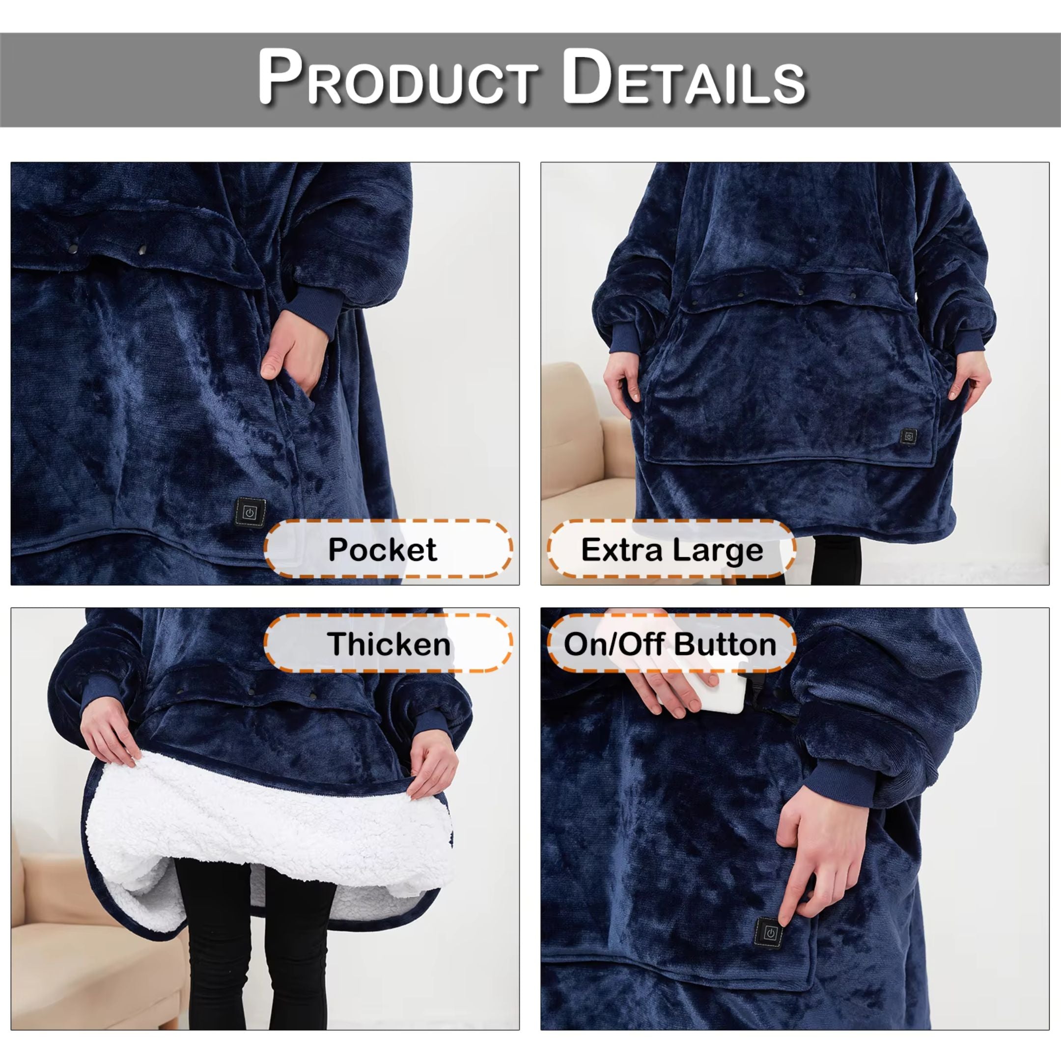 Heated Wearable Blanket Hoodie