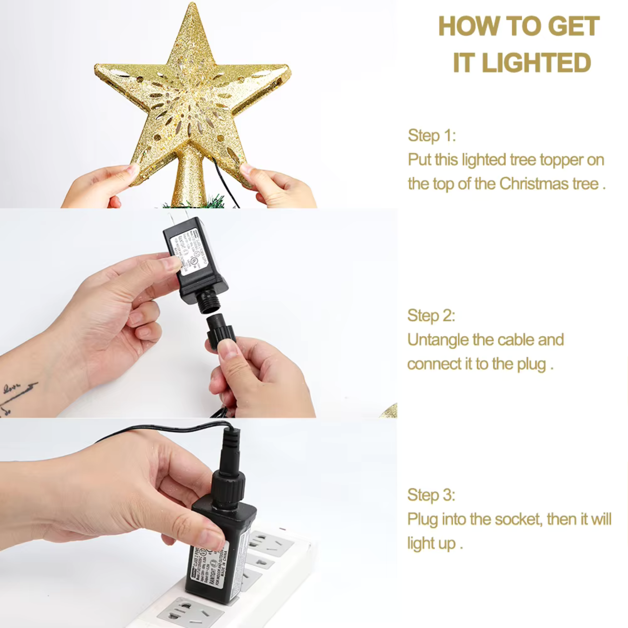 Christmas Tree Star Light Topper