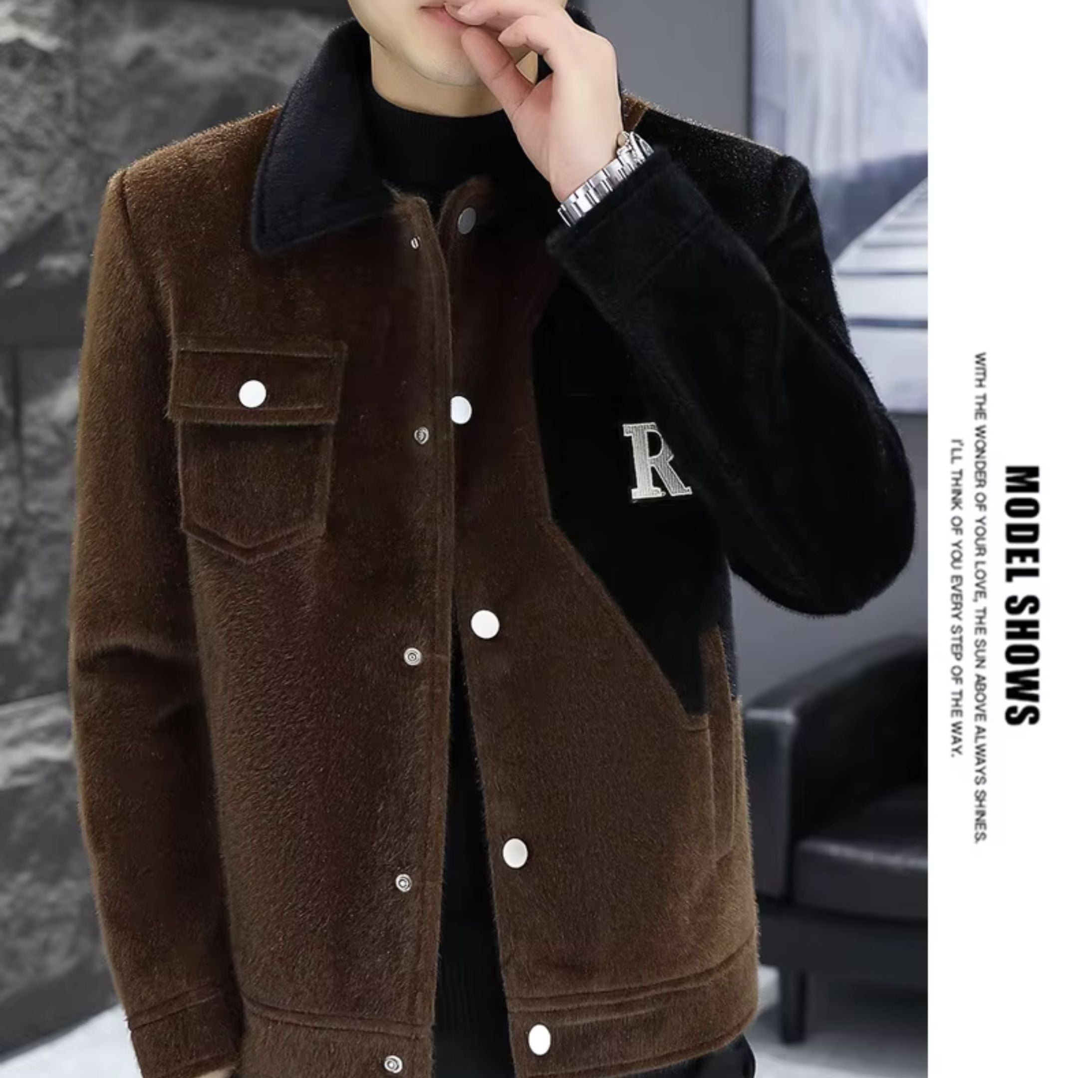 Autumn Winter Men's Golden Mink Wool Jacket