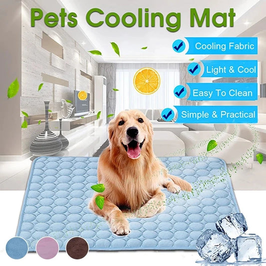 Pet Cooling Mat: Washable, Pet Blanket, Self-Cooling Ice Silk Pad for Dogs and Cats - Home Or Outdoors